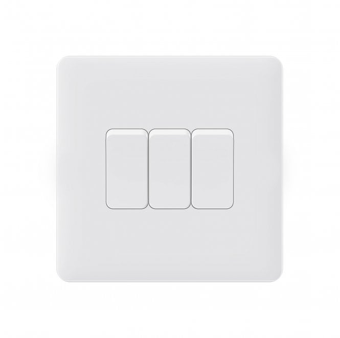 Dekken Switches and Sockets SL005MW Screwless 3G 2W Switch in Matt White