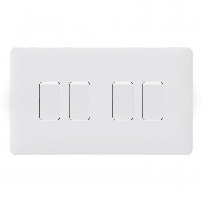 Dekken Switches and Sockets SL006MW Screwless 4G 2W Switch in Matt White