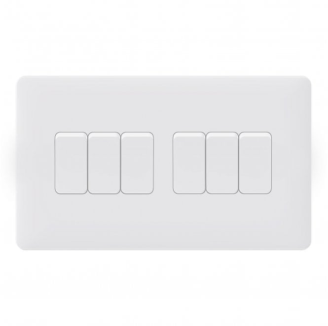 Dekken Switches and Sockets SL007MW Screwless 6G 2W Switch in Matt White