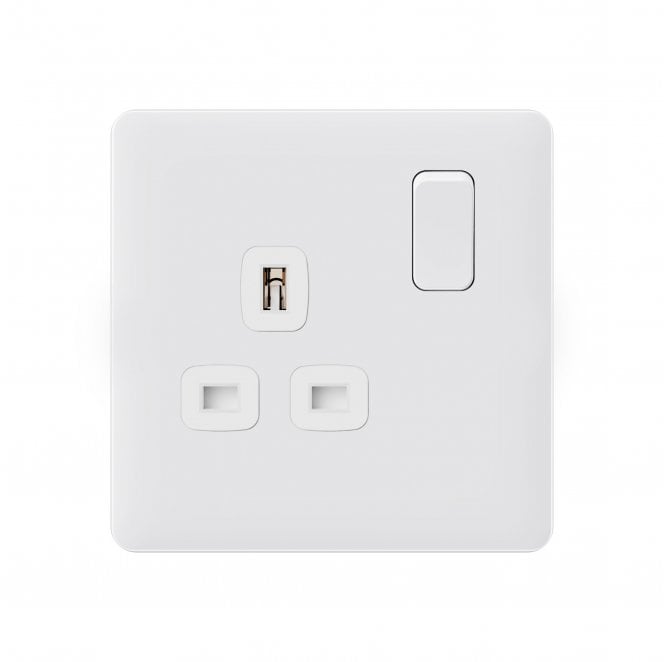 Dekken Switches and Sockets SL011MW Screwless Single Switched Socket in Matt White