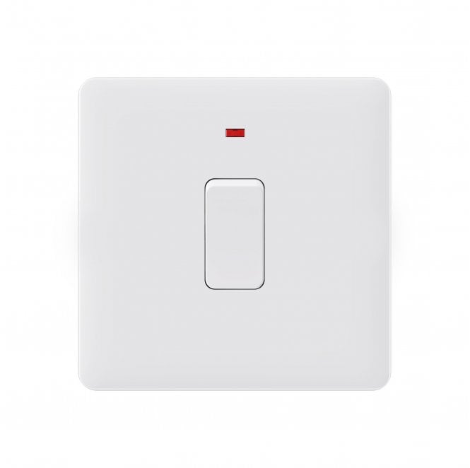 Dekken Switches and Sockets SL019MW Screwless 20A 1G DP Switch with Neon in Matt White