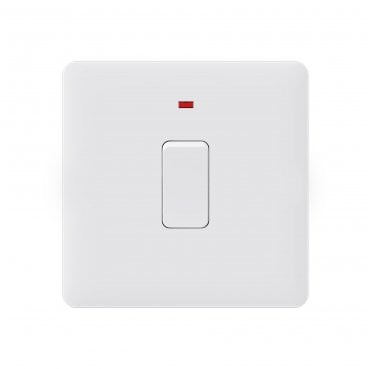 SL019MW Screwless 20A 1G DP Switch with Neon in Matt White