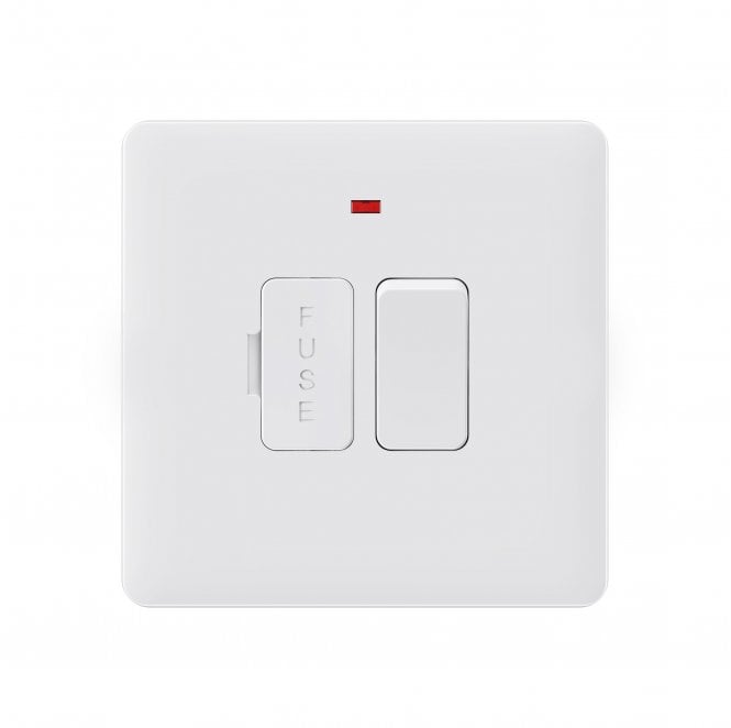 Dekken Switches and Sockets SL023MW Screwless 13A Switched Fused Spur with Neon in Matt White