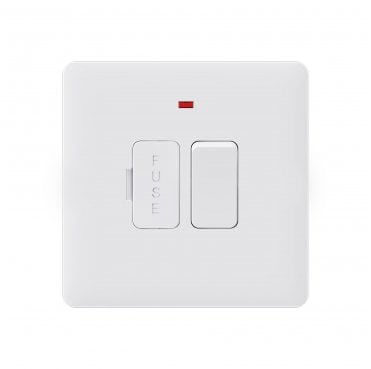 SL023MW Screwless 13A Switched Fused Spur with Neon in Matt White
