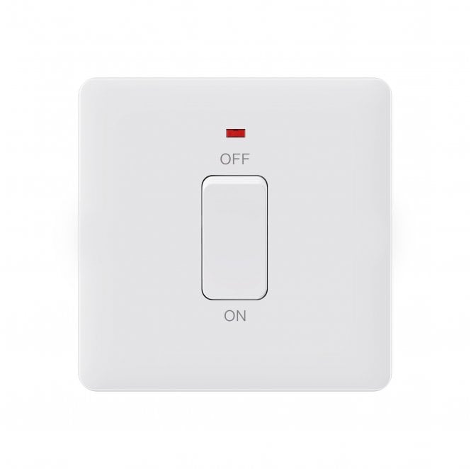 Dekken Switches and Sockets SL027MW Screwless 45A 1G DP Switch with Neon in Matt White