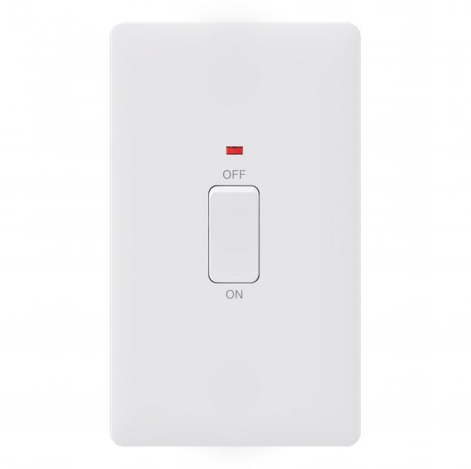 Dekken Switches and Sockets SL028MW Screwless 45A 2G DP Switch with Neon in Matt White