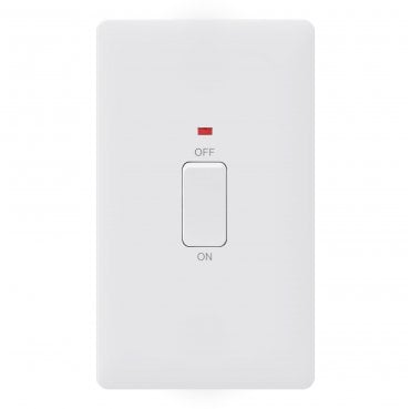 SL028MW Screwless 45A 2G DP Switch with Neon in Matt White