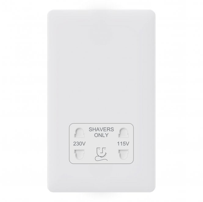Dekken Switches and Sockets SL044MW Screwless Dual Volatage Shaver Socket in Matt White