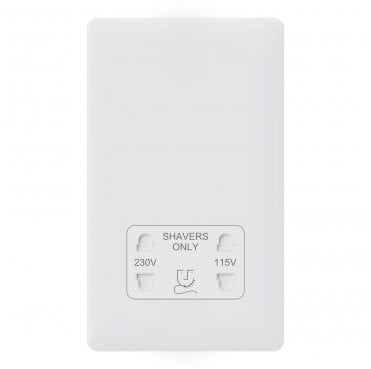 SL044MW Screwless Dual Volatage Shaver Socket in Matt White