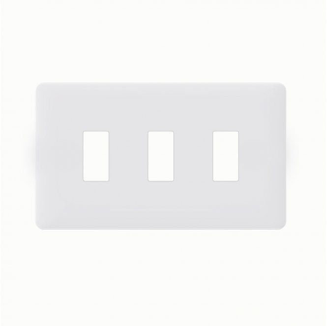 Dekken Switches and Sockets SL406MW Screwless 3G Grid Faceplate in Matt White