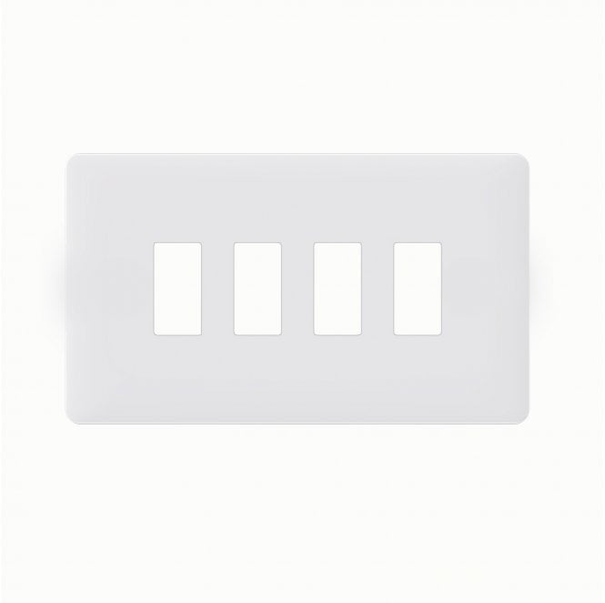 Dekken Switches and Sockets SL407MW Screwless 4G Grid Faceplate in Matt White