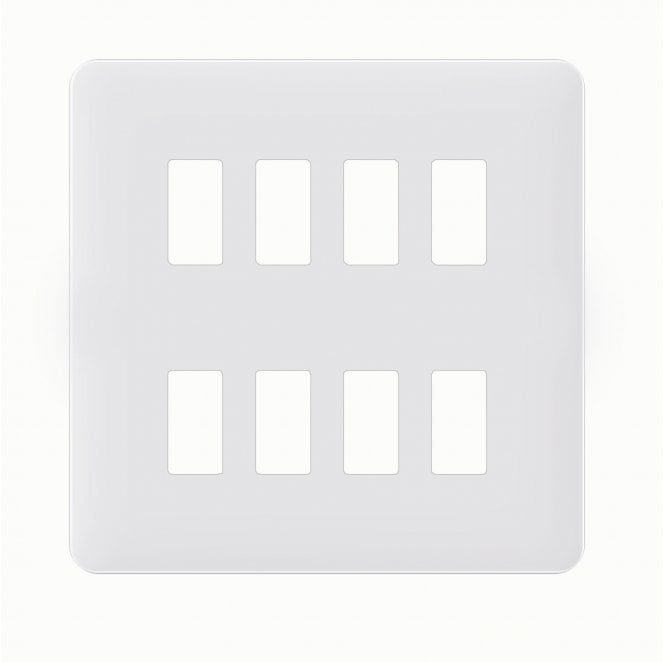Dekken Switches and Sockets SL409MW Screwless 8G Grid Faceplate in Matt White