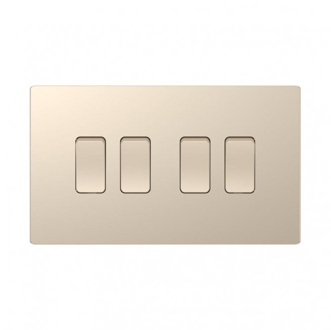 Dekken Switches and Sockets DE006CGS Screwless 4G 2W Switch in Champagne Gold