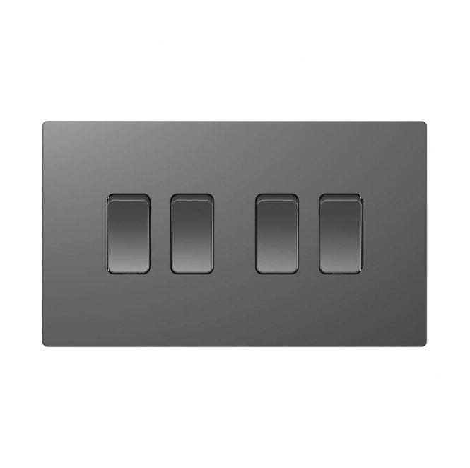 Dekken Switches and Sockets DE006SGS Screwless 4G 2W Switch in Shadow Grey