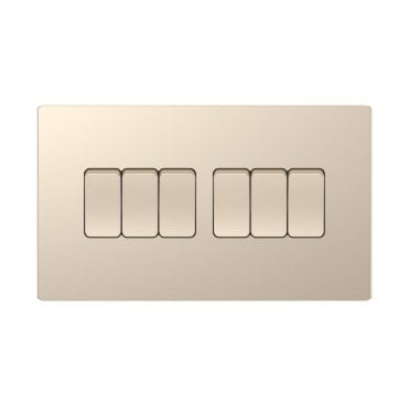 DE007CGS Screwless 6G 2W Switch in Champagne Gold