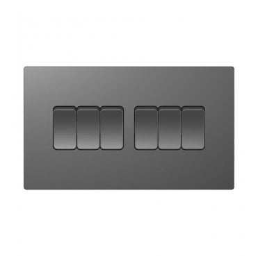 DE007SGS Screwless 6G 2W Switch in Shadow Grey