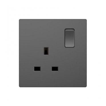 DE011SGS Screwless Single Switched Socket in Shadow Grey