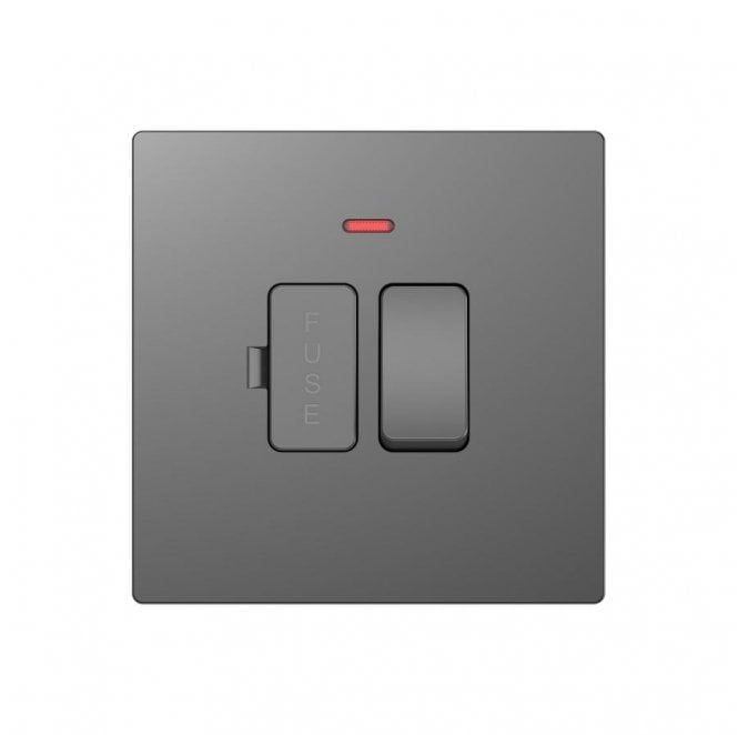 Dekken Switches and Sockets DE023SGS Screwless 13A Switched Fused Spur with Neon in Shadow Grey