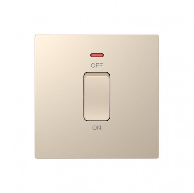 Dekken Switches and Sockets DE027CGS Screwless 45A 1G DP Switch with Neon in Champagne Gold