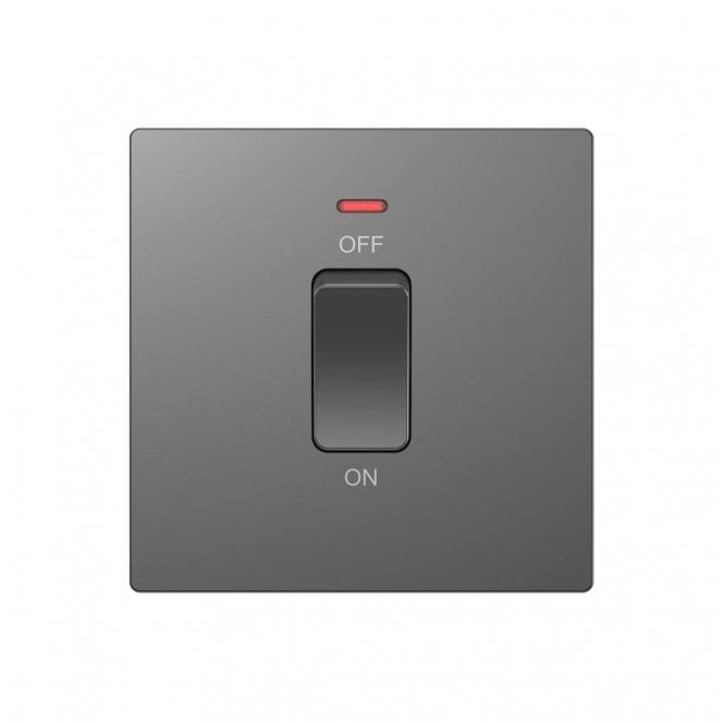 Dekken Switches and Sockets DE027SGS Screwless 45A 1G DP Switch with Neon in Shadow Grey