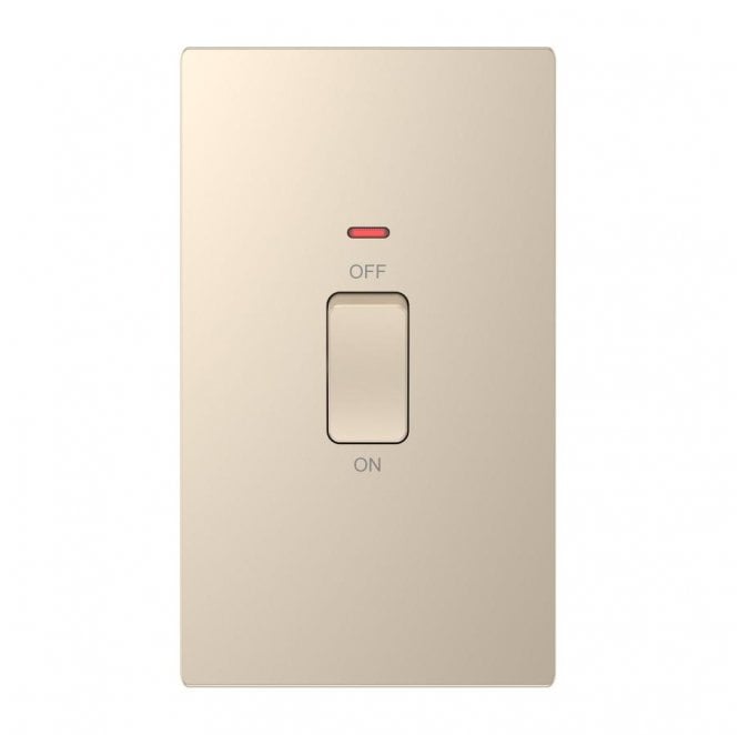 Dekken Switches and Sockets DE028CGS Screwless 45A 2G DP Switch with Neon in Champagne Gold