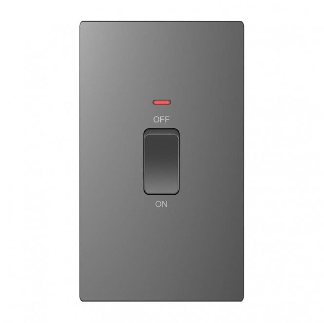Dekken Switches and Sockets DE028SGS Screwless 45A 2G DP Switch with Neon in Shadow Grey