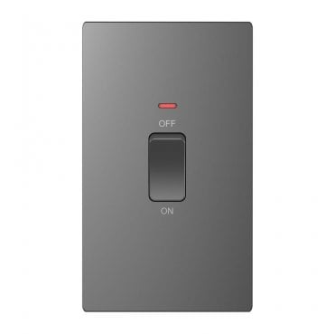 DE028SGS Screwless 45A 2G DP Switch with Neon in Shadow Grey