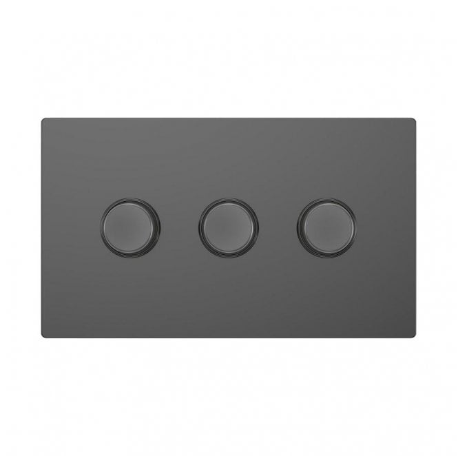 Dekken Switches and Sockets DE037SGS Screwless 3G 2W 250W Intelligent Dimmer in Shadow Grey