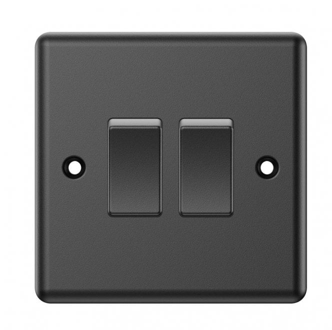 Dekken Switches and Sockets DY004MB Decorative 2G 2W Switch in Matt Black