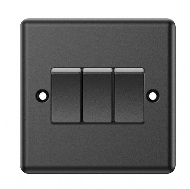 Dekken Switches and Sockets DY005MB Decorative 3G 2W Switch in Matt Black
