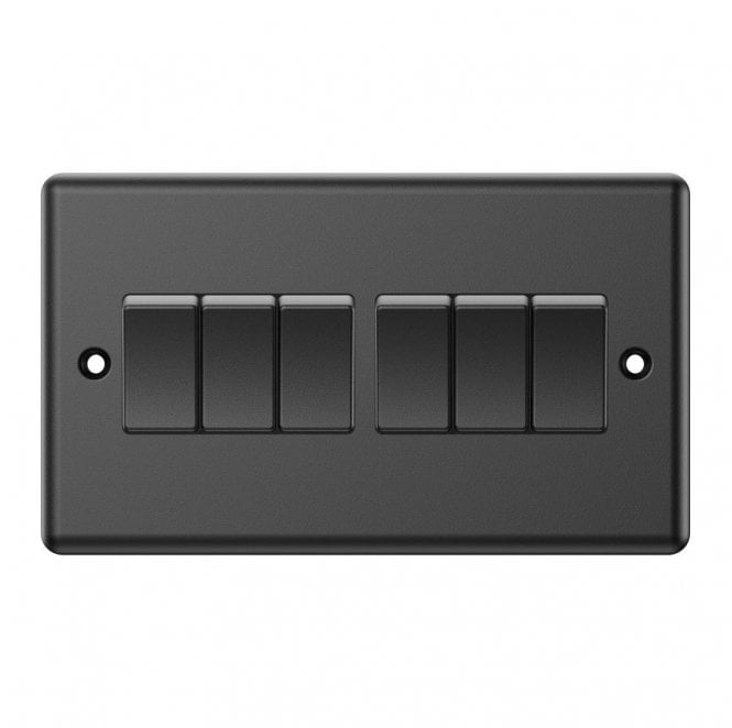 Dekken Switches and Sockets DY007MB Decorative 6G 2W Switch in Matt Black