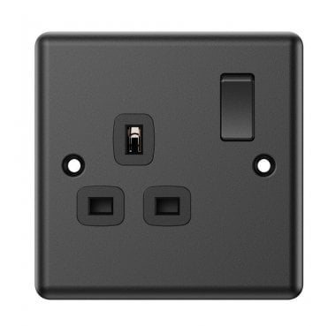 DY011MB Decoraitve Single Switched Socket in Matt Black