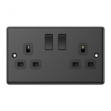 DY013MB Decorative Double Switched Socket in Matt Black