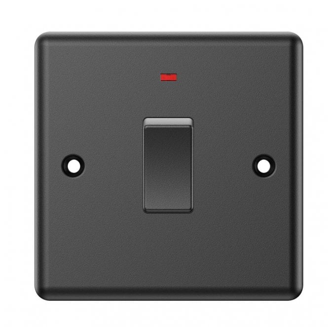 Dekken Switches and Sockets DY019MB Decorative 20A 1G DP Switch with Neon in Matt Black