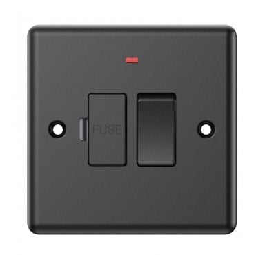 DY023MB Decorative 13A Switched Fused Spur with Neon in Matt Black