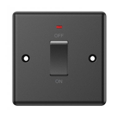 DY027MB Decorative 45A 1G DP Switch with Neon in Matt Black
