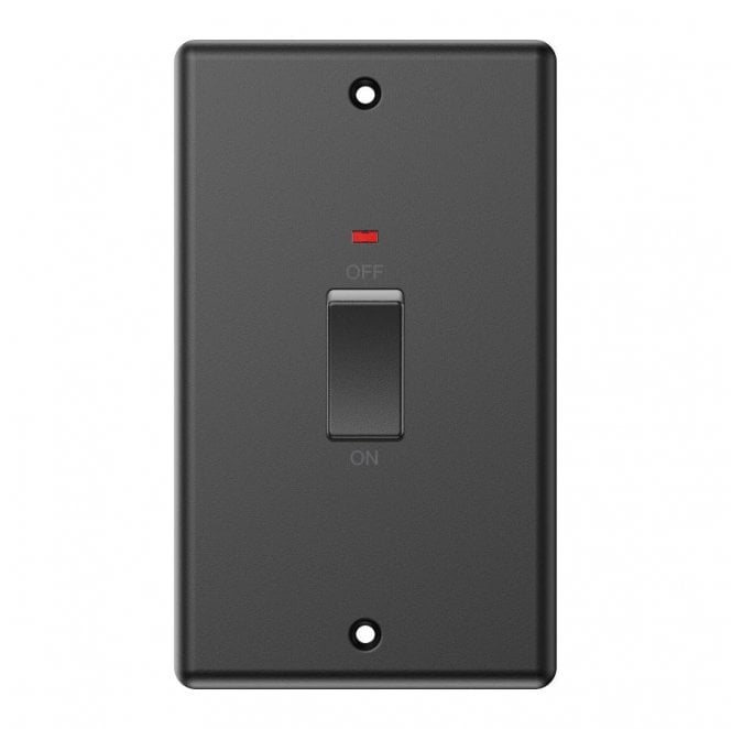 Dekken Switches and Sockets DY028MB Decorative 45A 2G DP Switch with Neon in Matt Black