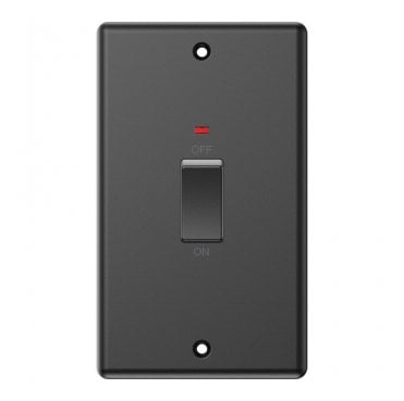 DY028MB Decorative 45A 2G DP Switch with Neon in Matt Black