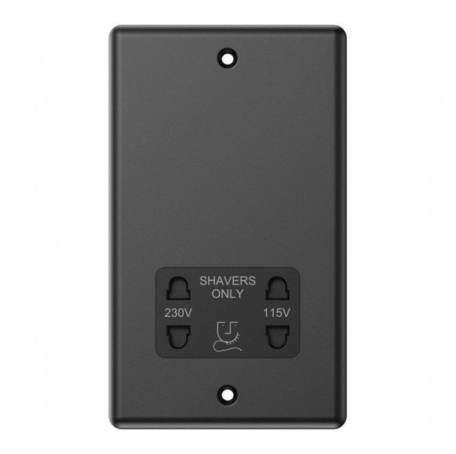 Dekken Switches and Sockets DY044MB Decorative Dual Voltage Shaver Socket in Matt Black