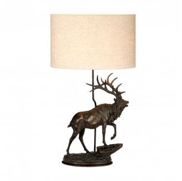 DL-ANGUS-TL Angus 1 Light Table Lamp in a Bronze Patina with an Oval Shade