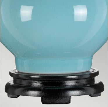 DL-HARBIN-TL-DEB Harbin Gourd 1 Light Table Lamp in a Duck Egg Blue Finish with a Tall Empire Shade