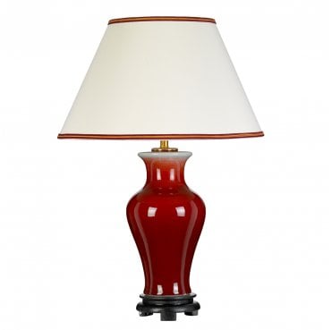 DL-MAJIN-TL-OXB Majin 1 Light Table Lamp in an Oxblood Finish with a Tall Empire Shade