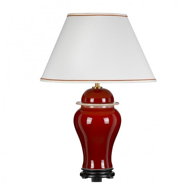 Designer's Lightbox DL-OXBLOOD-TJ-TL Oxblood Temple Jar 1 Light Table Lamp in an Oxblood Finish with a Tall Empire Shade