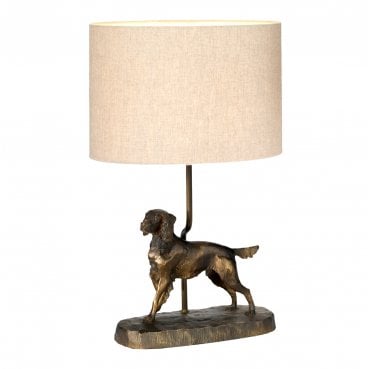 DL-RUFUS-TL Rufus 1 Light Table Lamp in a Bronze Patina with an Oval Shade