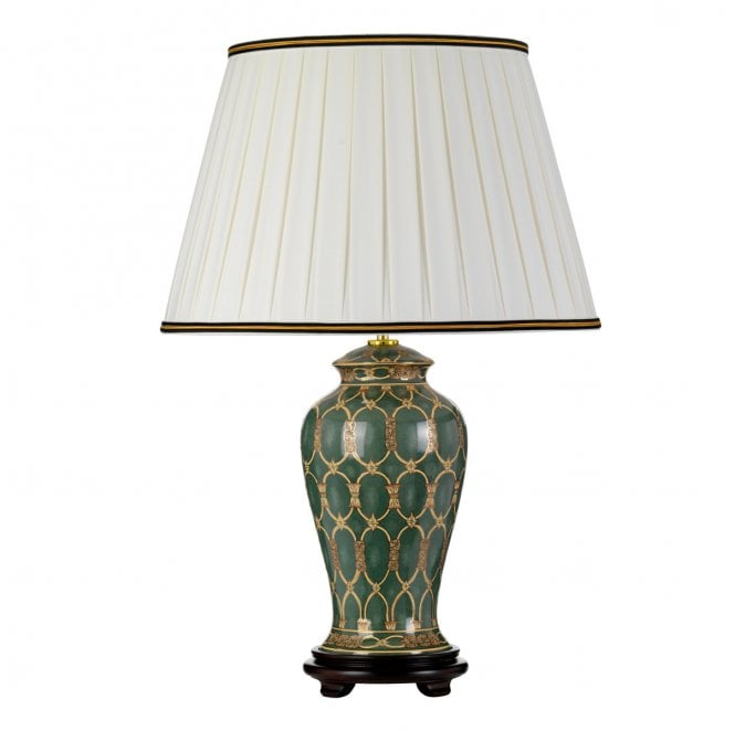 Designer's Lightbox DL-SASHI-TL Sashi 1 Light Table Lamp in a Green with Gold and Brown Finish with a Tall Empire Shade
