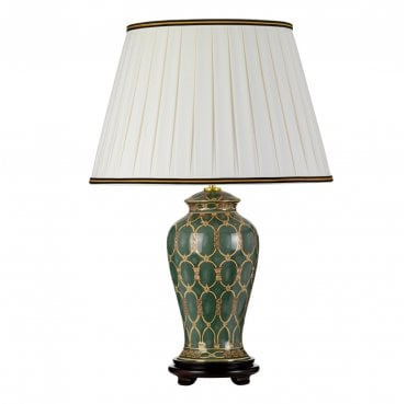 DL-SASHI-TL Sashi 1 Light Table Lamp in a Green with Gold and Brown Finish with a Tall Empire Shade