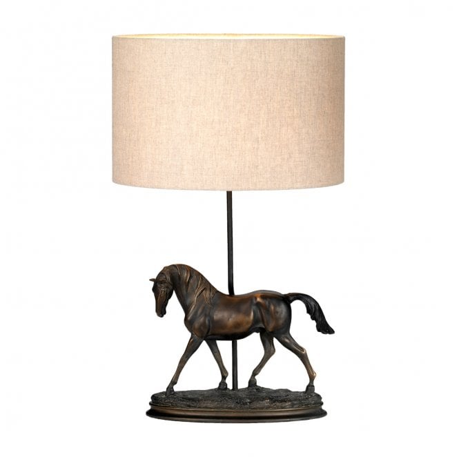 Designer's Lightbox DL-SPIRIT-TL Spirit 1 Light Table Lamp in a Bronze Patina Finish with an Oval Shade