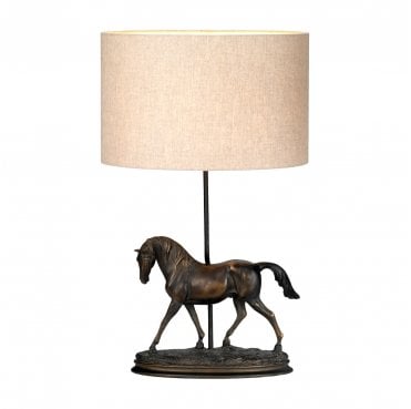 DL-SPIRIT-TL Spirit 1 Light Table Lamp in a Bronze Patina Finish with an Oval Shade