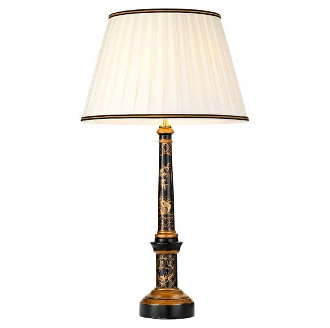 Designer's Lightbox DL-STRASBOURG-TL Strasbourg 1 Light Table Lamp in a Black and Gold Finish with a Tall Empire Shade