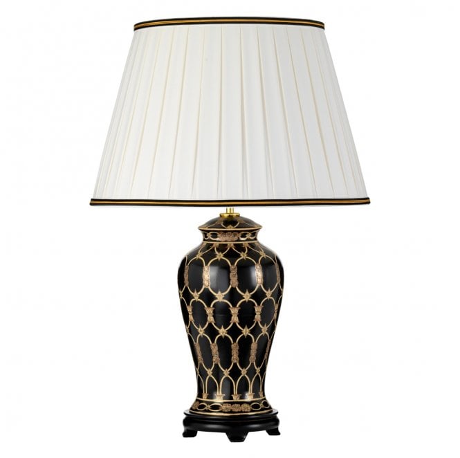 Designer's Lightbox DL-TAIPEI-TL Taipei 1 Light Table Lamp in a Black and Gold Finish with a Tall Empire Shade